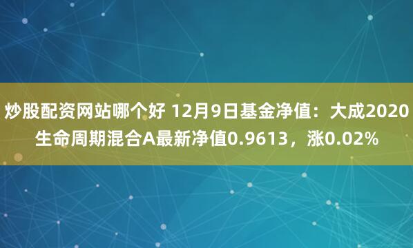 炒股配资网站哪个好 12月9日基金净值：大成2020生命周期混合A最新净值0.9613，涨0.02%