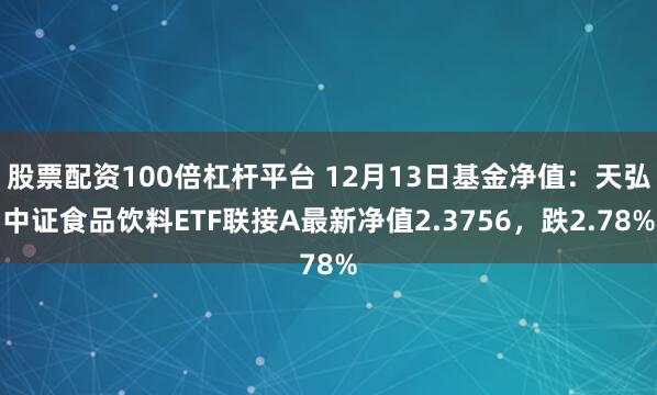 股票配资100倍杠杆平台 12月13日基金净值：天弘中证食品饮料ETF联接A最新净值2.3756，跌2.78%