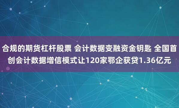 合规的期货杠杆股票 会计数据变融资金钥匙 全国首创会计数据增信模式让120家鄂企获贷1.36亿元